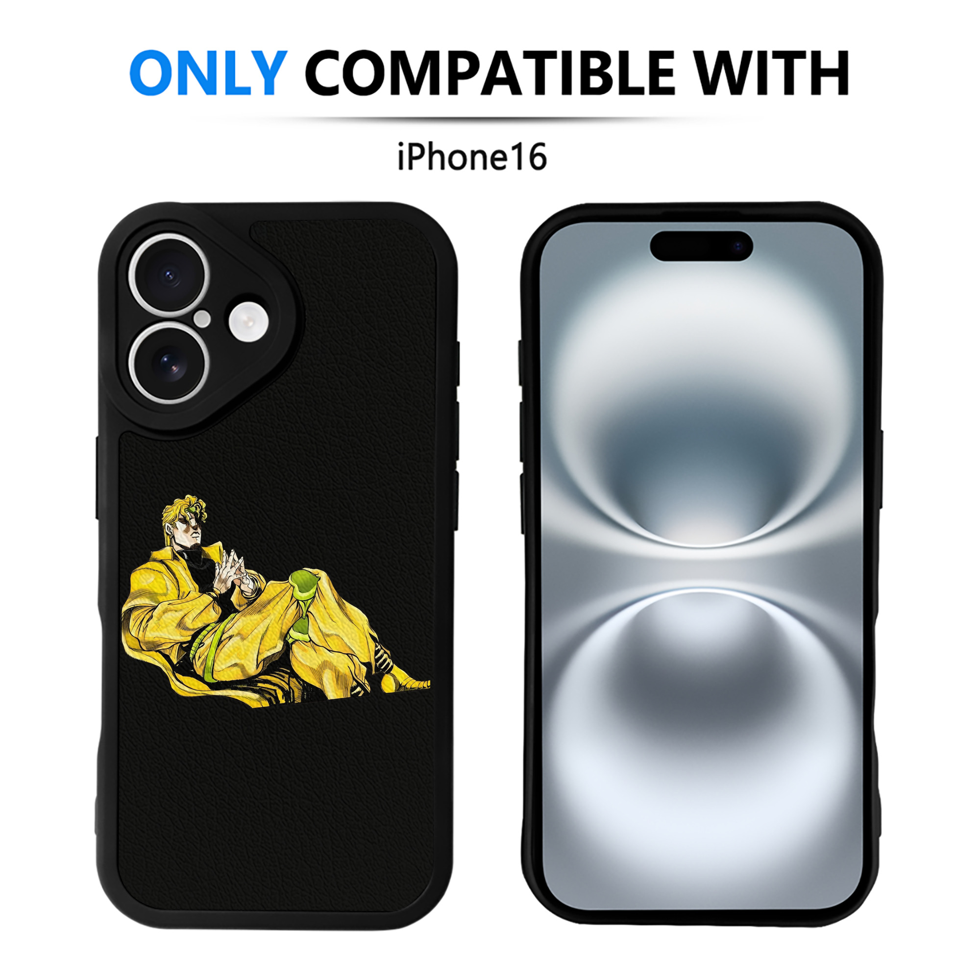 （画像用） ジョジョの奇妙な冒険 ディオ?ブランドー JoJo's Bizarre Adventure Dio Brando 【iPhone 16シリーズ対応】シリコンスマホケース（レザー調） 材質：シリコン
